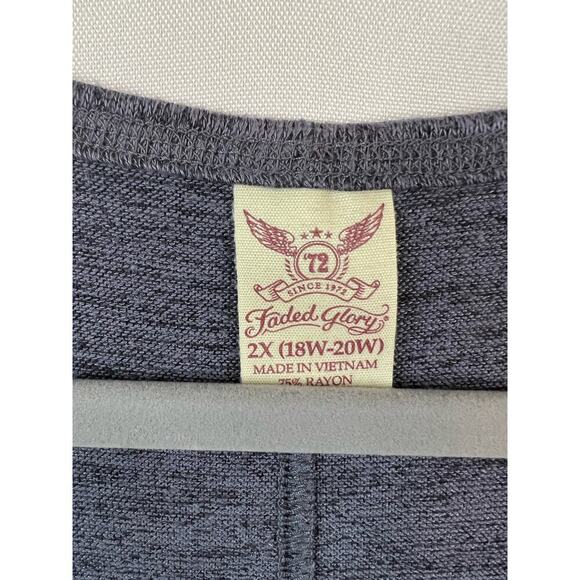 Faded Glory Grey V-neck Top Size 2X - Picture 3 of 5